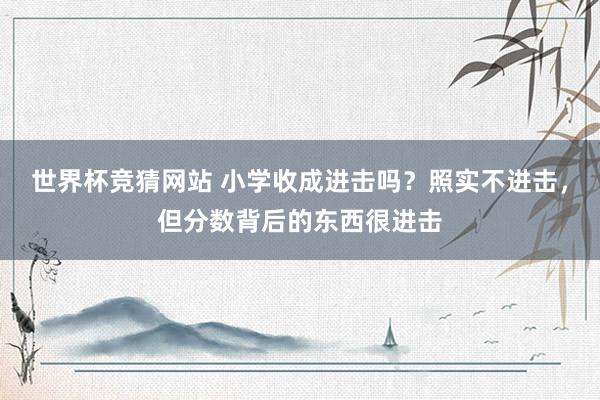 世界杯竞猜网站 小学收成进击吗？照实不进击，但分数背后的东西很进击