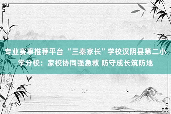 专业赛事推荐平台 “三秦家长”学校汉阴县第二小学分校：家校协同强急救 防守成长筑防地