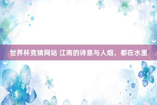 世界杯竞猜网站 江南的诗意与人烟，都在水里