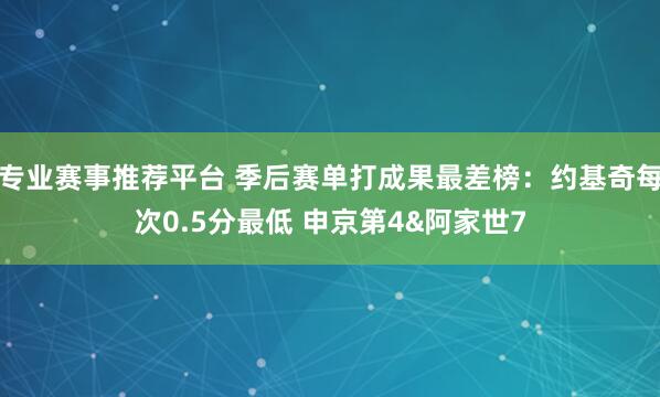 专业赛事推荐平台 季后赛单打成果最差榜：约基奇每次0.5分最低 申京第4&阿家世7