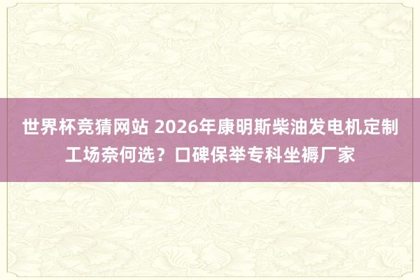 世界杯竞猜网站 2026年康明斯柴油发电机定制工场奈何选？口碑保举专科坐褥厂家