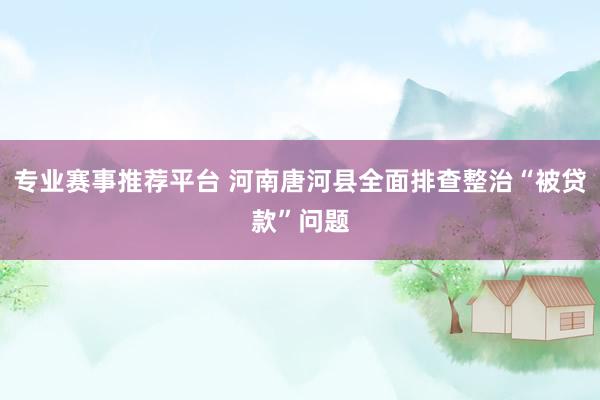专业赛事推荐平台 河南唐河县全面排查整治“被贷款”问题