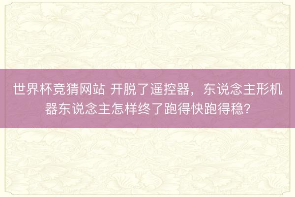 世界杯竞猜网站 开脱了遥控器，东说念主形机器东说念主怎样终了跑得快跑得稳？