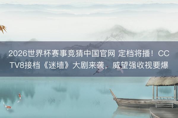 2026世界杯赛事竞猜中国官网 定档将播!CCTV8接档《迷墙》大剧来袭,威望强收视要爆