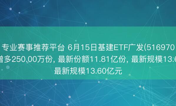 专业赛事推荐平台 6月15日基建ETF广发(516970)份额增多250.00万份， 最新份额11.81亿份， 最新规模13.60亿元