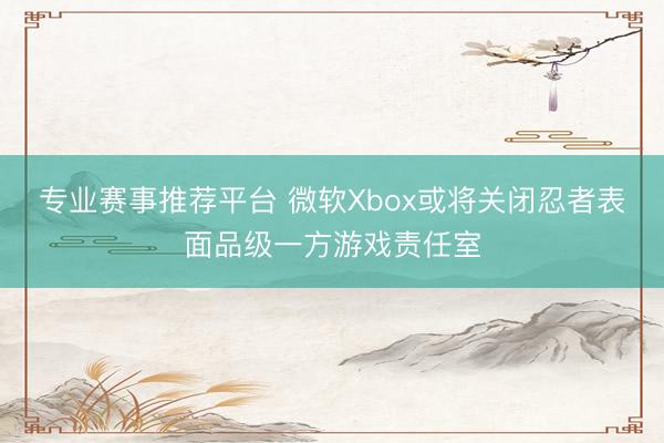 专业赛事推荐平台 微软Xbox或将关闭忍者表面品级一方游戏责任室